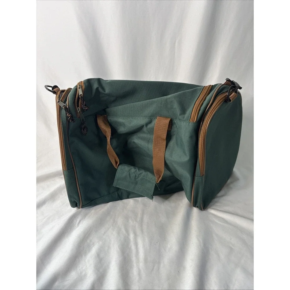 Vtg Outbrook Duffel Bag Set Green Canvas Suede Detachable Travel Organizer NEW